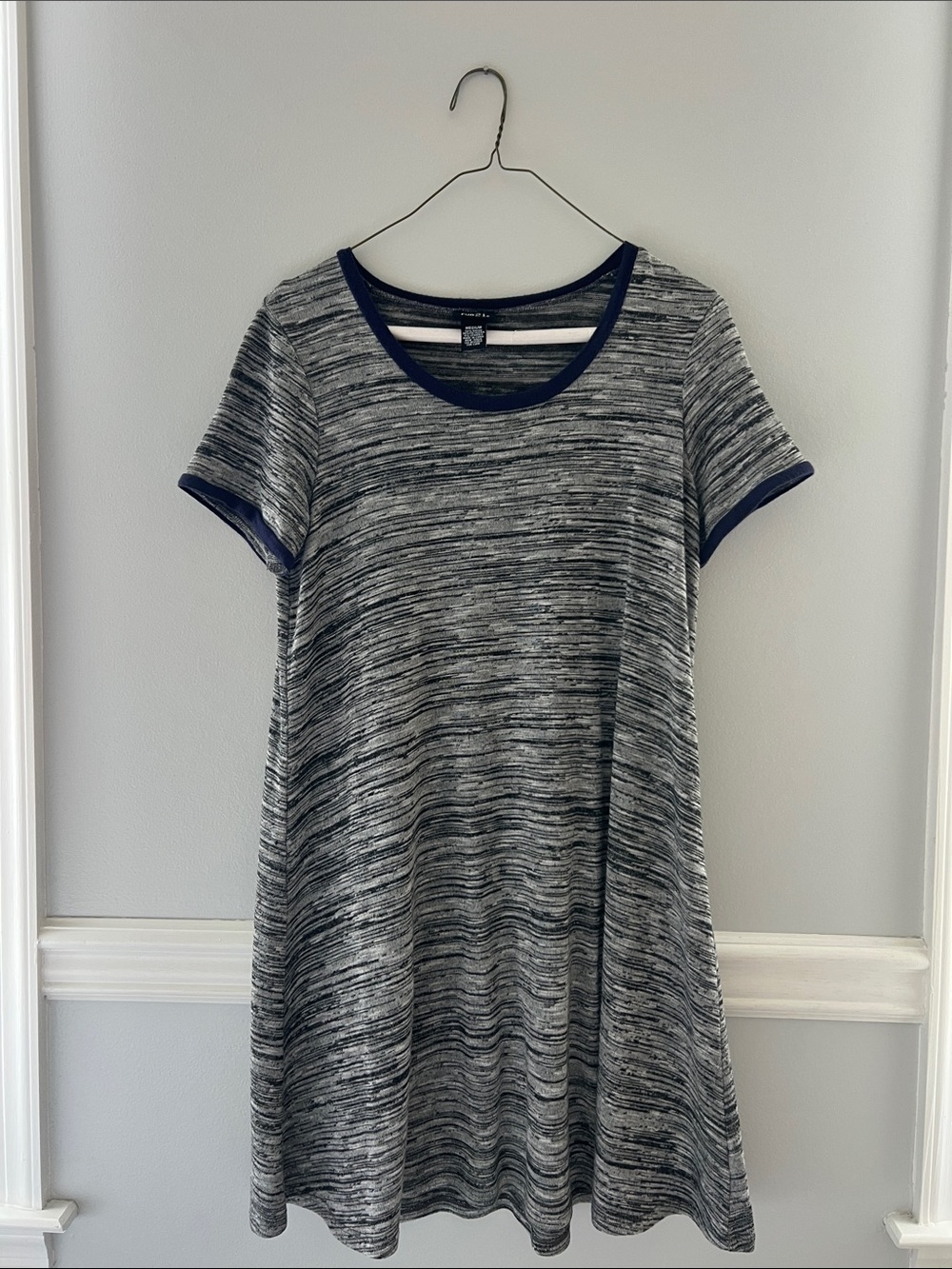 Rue 21 Gray & Navy Blue Striped T-shirt Dress